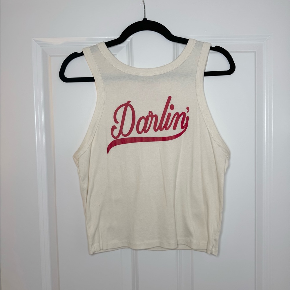 Underground Cream Tank Top with Pink "Darlin'" Script